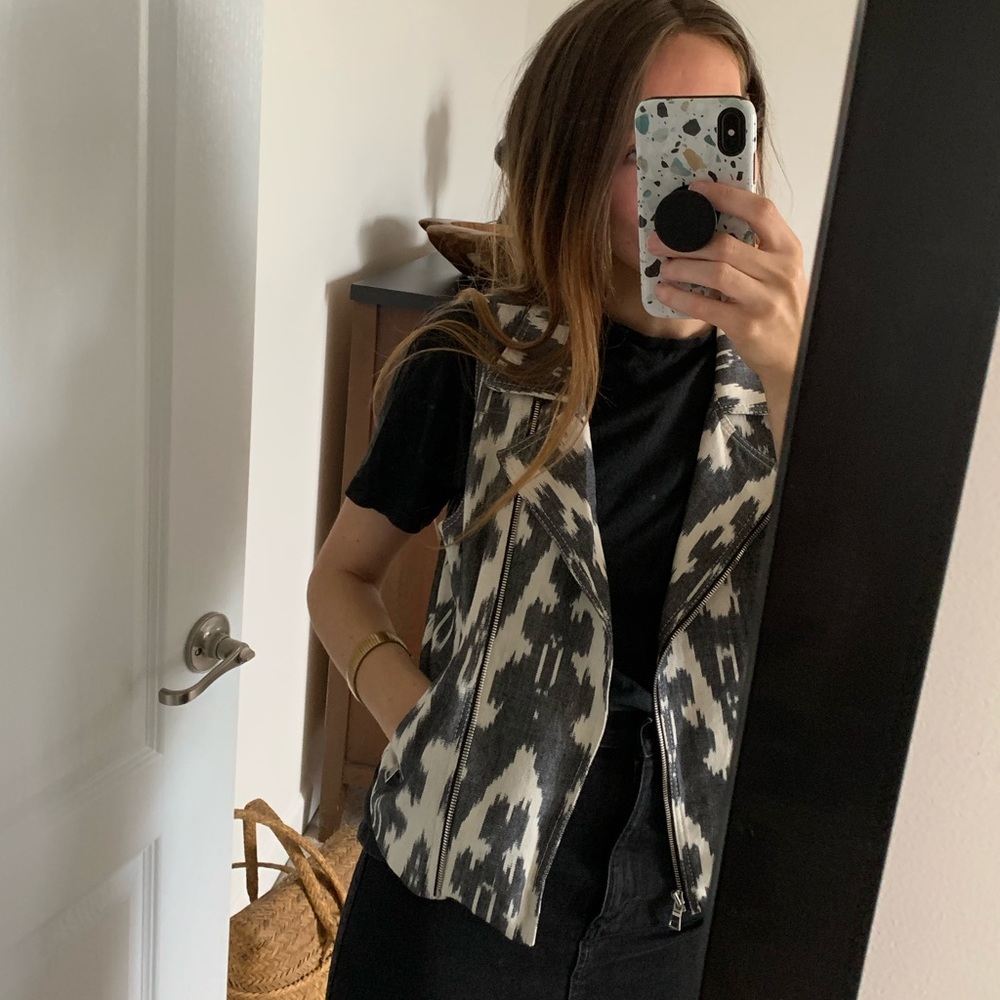 Karen Kane Printed Moto Vest